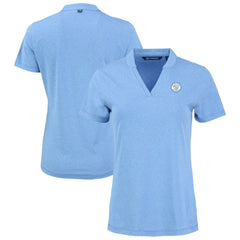 Milwaukee Brewers Cutter & Buck Forge Heathered Stretch Blade Top - Heather Powder Blue Tops
