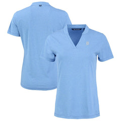Detroit Tigers Cutter & Buck Forge Heathered Stretch Blade Top - Heather Powder Blue Tops