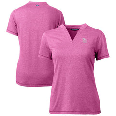San Diego Padres Cutter & Buck Forge Heathered Stretch Blade Top - Light Pink Tops