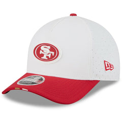 San Francisco 49ers New Era Youth 2025 NFL Training Camp A-Frame 9FORTY Adjustable Hat - White/Scarlet Hats