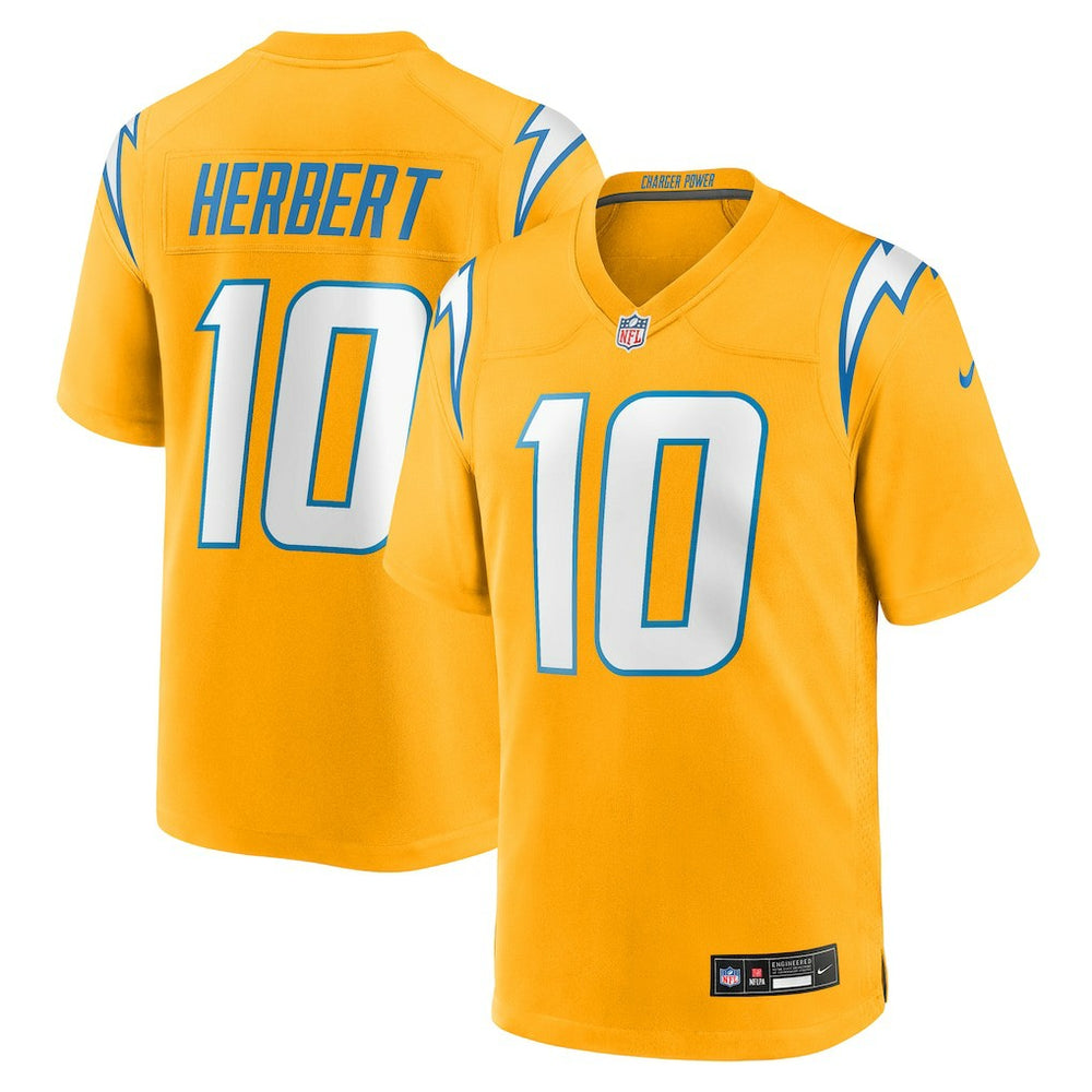 Justin Herbert Los Angeles Chargers Youth Alternate Charger Power Game Player Jersey - Gold Jerseys