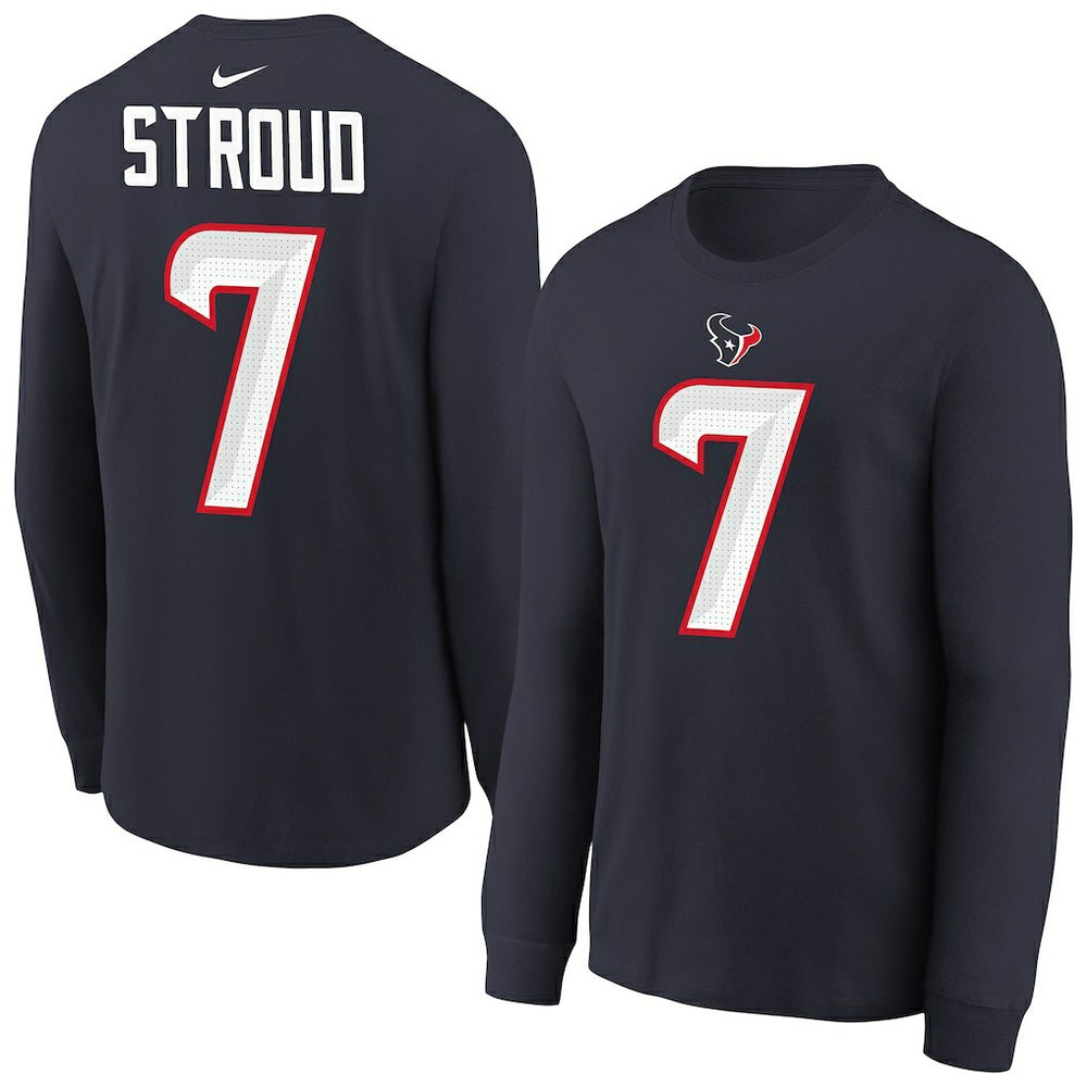 C.J. Stroud Houston Texans Youth Player Name & Number Long Sleeve T-Shirt - Navy T-shirts