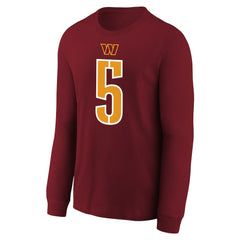 Jayden Daniels Washington Commanders Youth Player Name & Number Long Sleeve T-Shirt - Burgundy T-shirts