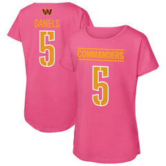 Jayden Daniels Washington Commanders Outerstuff Girls Youth Player Name & Number T-Shirt - Pink T-shirts