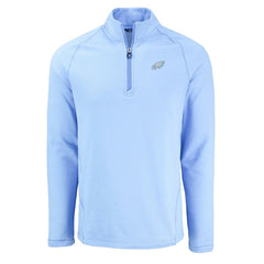 Philadelphia Eagles Cutter & Buck Peshastin Eco Fleece Recycled Raglan Quarter-Zip Top - Powder Blue Tops