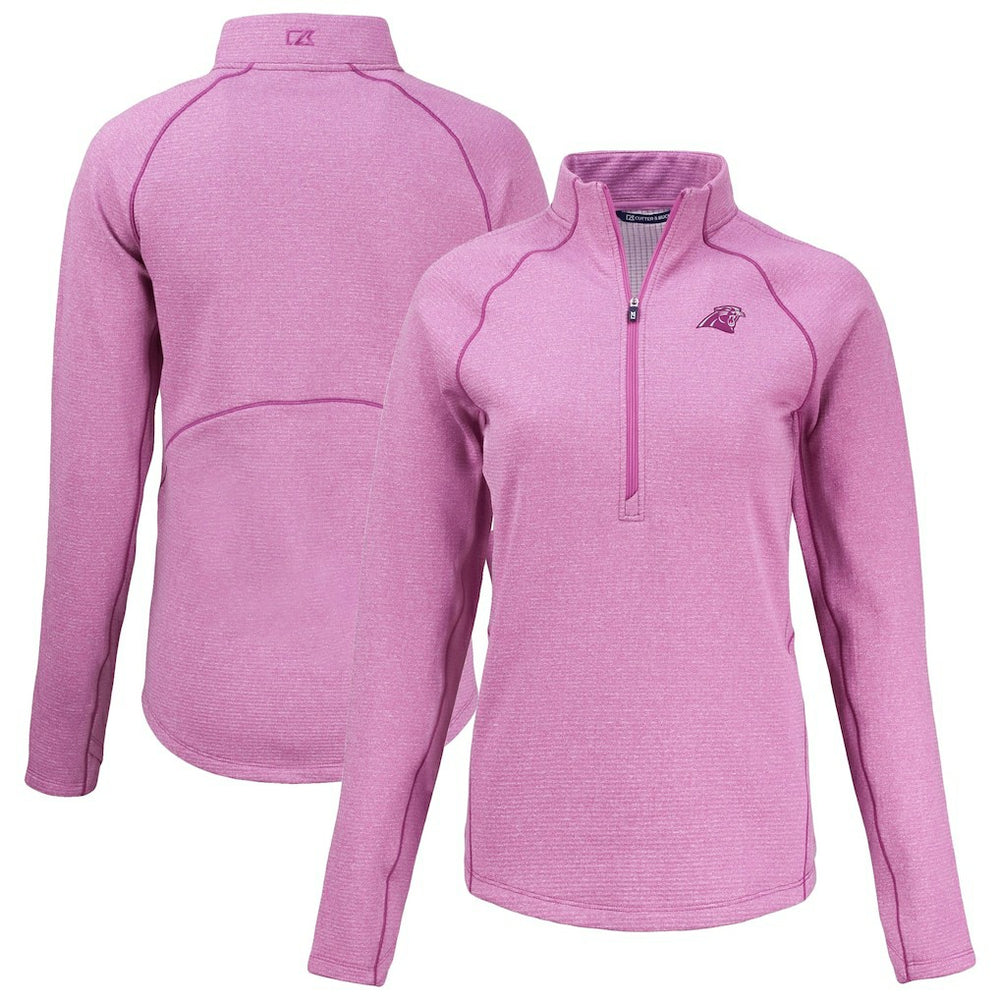 Carolina Panthers Cutter & Buck Women's Peshastin Eco Fleece Recycled Half-Zip Top - Pink Tops