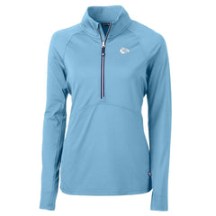 Kansas City Chiefs Cutter & Buck Women's Adapt Eco Knit Stretch Recycled Half-Zip Top - Powder Blue Tops
