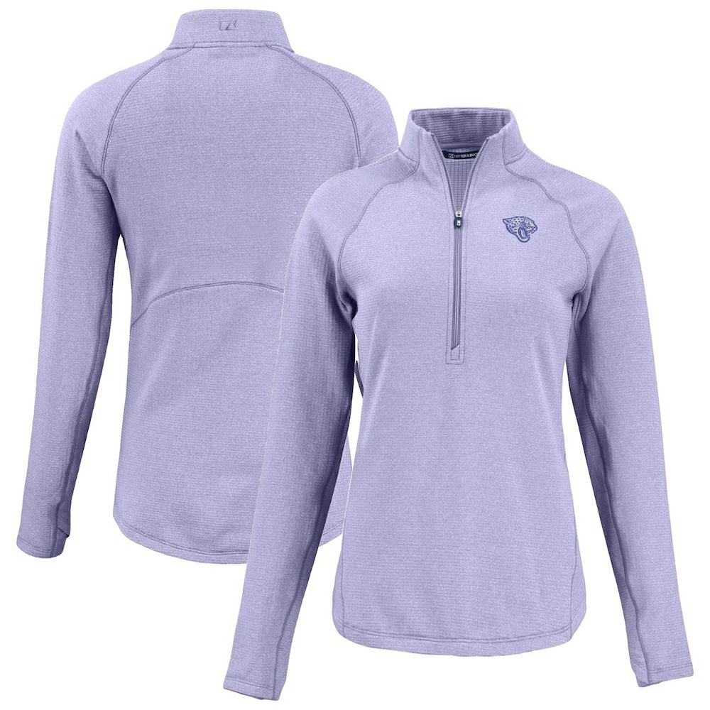 Jacksonville Jaguars Cutter & Buck Women's Peshastin Eco Fleece Recycled Half-Zip Top - Purple Tops