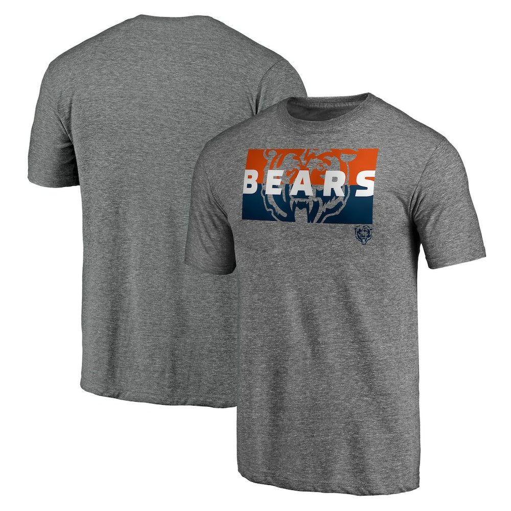Chicago Bears Square Off Tri-Blend T-Shirt - Heather Gray T-shirts