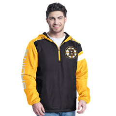 Boston Bruins G-III Sports by Carl Banks Lateral Half-Zip Hoodie Jacket - Black/Gold | US 202575847