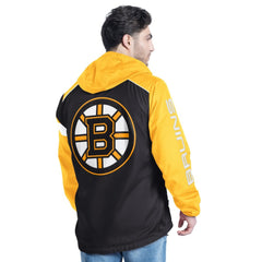 Boston Bruins G-III Sports by Carl Banks Lateral Half-Zip Hoodie Jacket - Black/Gold | US 202575847
