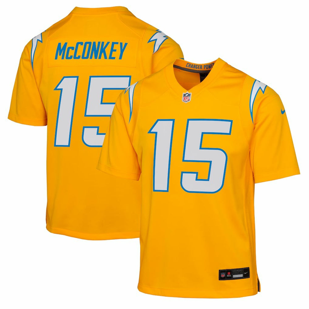Ladd McConkey Los Angeles Chargers Youth Alternate Charger Power Game Player Jersey - Gold Jerseys