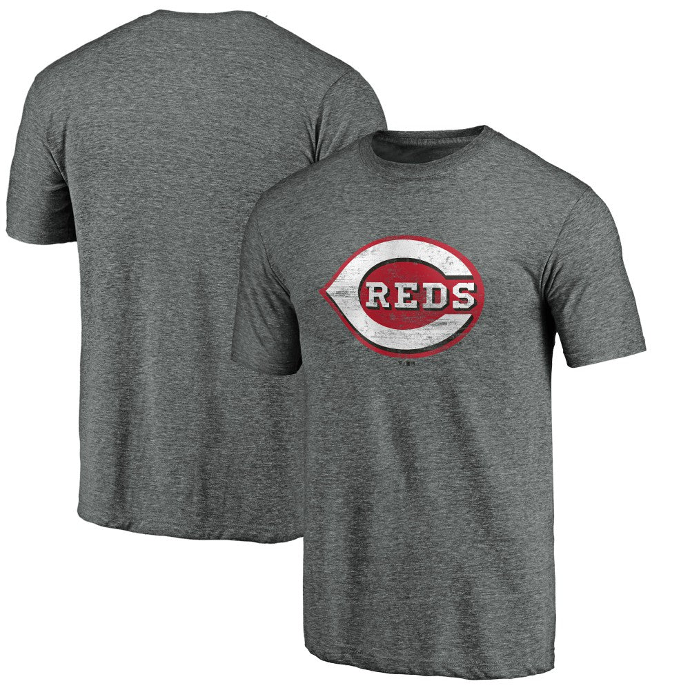 Cincinnati Reds Weathered Official Logo Tri-Blend T-Shirt - Heather Gray T-shirts