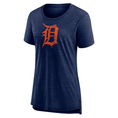 Detroit Tigers Women's Weathered Official Logo Tri-Blend T-Shirt - Navy T-shirts