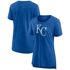 Kansas City Royals Women's Weathered Official Logo Tri-Blend T-Shirt - Royal T-shirts