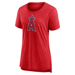 Los Angeles Angels Women's Weathered Official Logo Tri-Blend T-Shirt - Red T-shirts