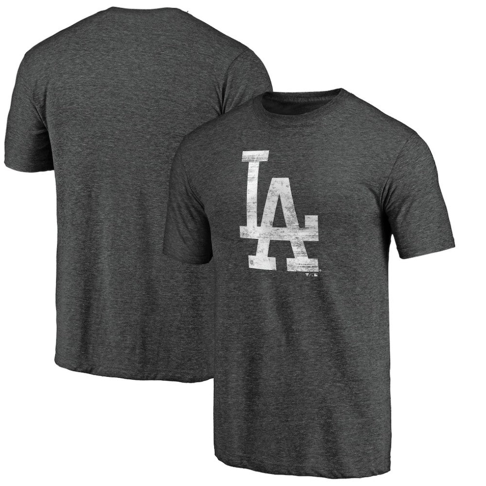 Los Angeles Dodgers Weathered Official Logo Tri-Blend T-Shirt - Charcoal T-shirts