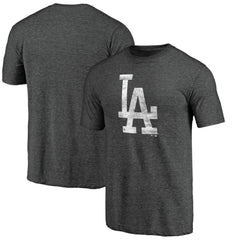 Los Angeles Dodgers Weathered Official Logo Tri-Blend T-Shirt - Charcoal T-shirts