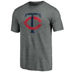 Minnesota Twins Weathered Official Logo Tri-Blend T-Shirt - Heather Gray T-shirts