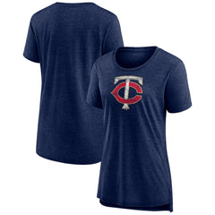 Minnesota Twins Women's Weathered Official Logo Tri-Blend T-Shirt - Navy T-shirts