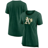 Athletics Women's Weathered Official Logo Tri-Blend T-Shirt - Green T-shirts