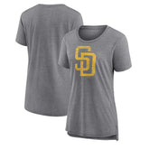 San Diego Padres Women's Weathered Official Logo Tri-Blend T-Shirt - Gray T-shirts