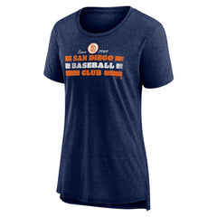 San Diego Padres Women's Power Swing Tri-Blend T-Shirt - Navy T-shirts