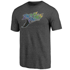 Tampa Bay Rays Cooperstown Official Logo Tri-Blend T-Shirt - Charcoal T-shirts