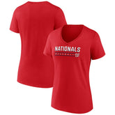 Washington Nationals Women's Primary Play V-Neck T-Shirt - Red T-shirts