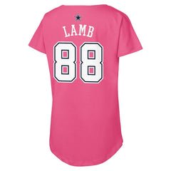CeeDee Lamb Dallas Cowboys Girls Youth Player Name & Number T-Shirt - Pink T-shirts