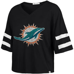Miami Dolphins '47 Women's Premier Scout Cropped V-Neck T-Shirt - Black T-shirts
