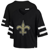 New Orleans Saints '47 Women's Premier Scout Cropped V-Neck T-Shirt - Black T-shirts