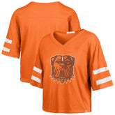 Cleveland Browns '47 Women's Premier Scout Cropped V-Neck T-Shirt - Orange T-shirts