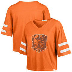 Cleveland Browns '47 Women's Premier Scout Cropped V-Neck T-Shirt - Orange T-shirts