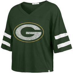 Green Bay Packers '47 Women's Premier Scout Cropped V-Neck T-Shirt - Green T-shirts