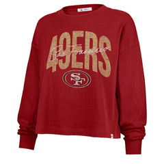 San Francisco 49ers '47 Women's Muse Sydney Long Sleeve Cropped T-Shirt - Scarlet T-shirts