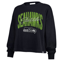 Seattle Seahawks '47 Women's Muse Sydney Long Sleeve Cropped T-Shirt - College Navy T-shirts