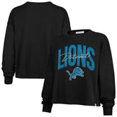Detroit Lions '47 Women's Muse Sydney Long Sleeve Cropped T-Shirt - Black T-shirts