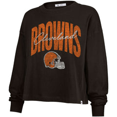 Cleveland Browns '47 Women's Muse Sydney Long Sleeve Cropped T-Shirt - Brown T-shirts
