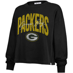 Green Bay Packers '47 Women's Muse Sydney Long Sleeve Cropped T-Shirt - Black T-shirts
