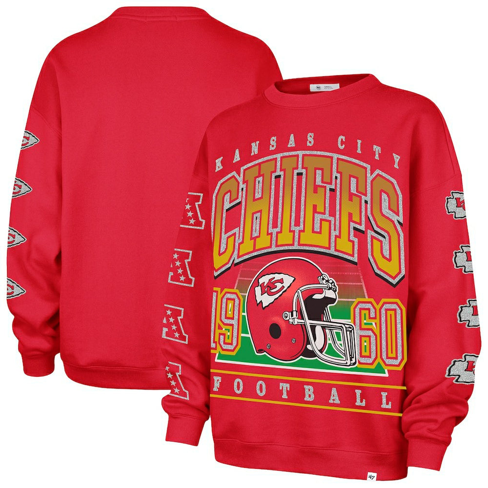 Kansas City Chiefs '47 Women's Go Big Oversized Pullover Sweatshirt - Red Pullover