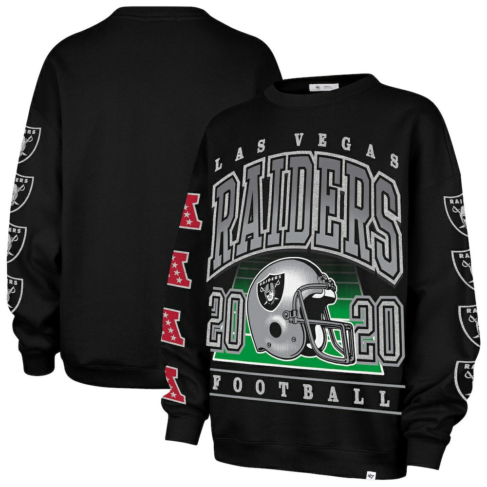 Las Vegas Raiders '47 Women's Go Big Oversized Pullover Sweatshirt - Black Pullover