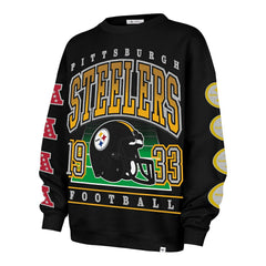 Pittsburgh Steelers '47 Women's Go Big Oversized Pullover Sweatshirt - Black Pullover