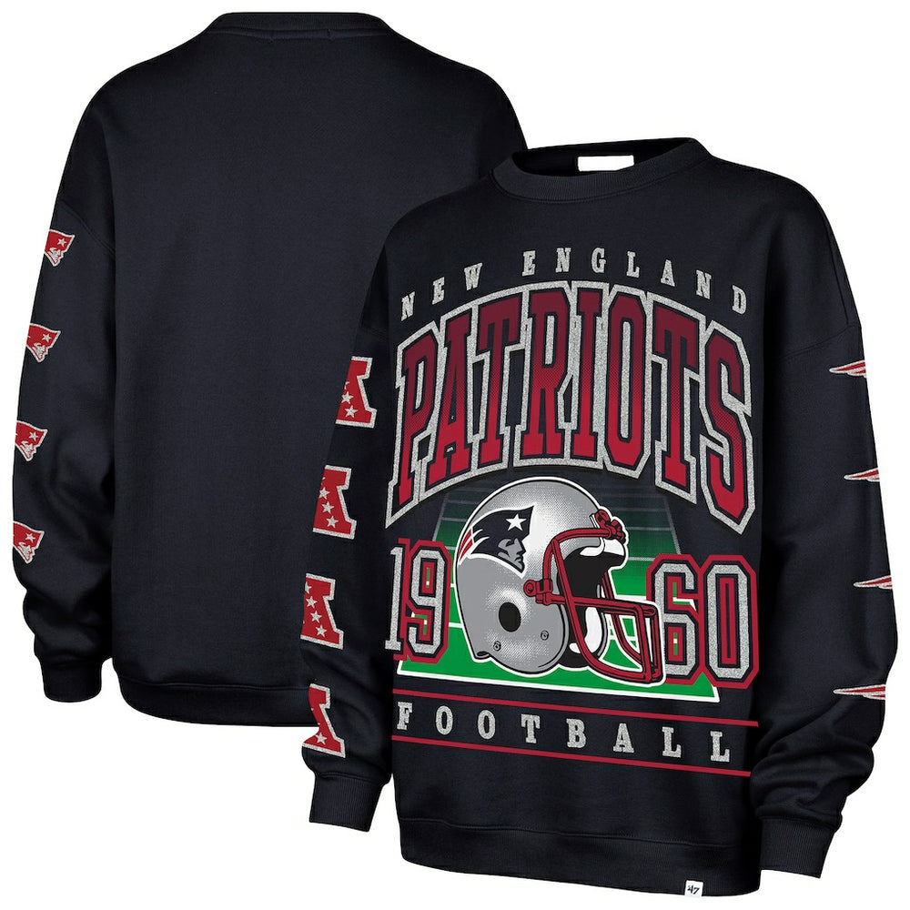 New England Patriots '47 Women's Go Big Oversized Pullover Sweatshirt - Navy Pullover