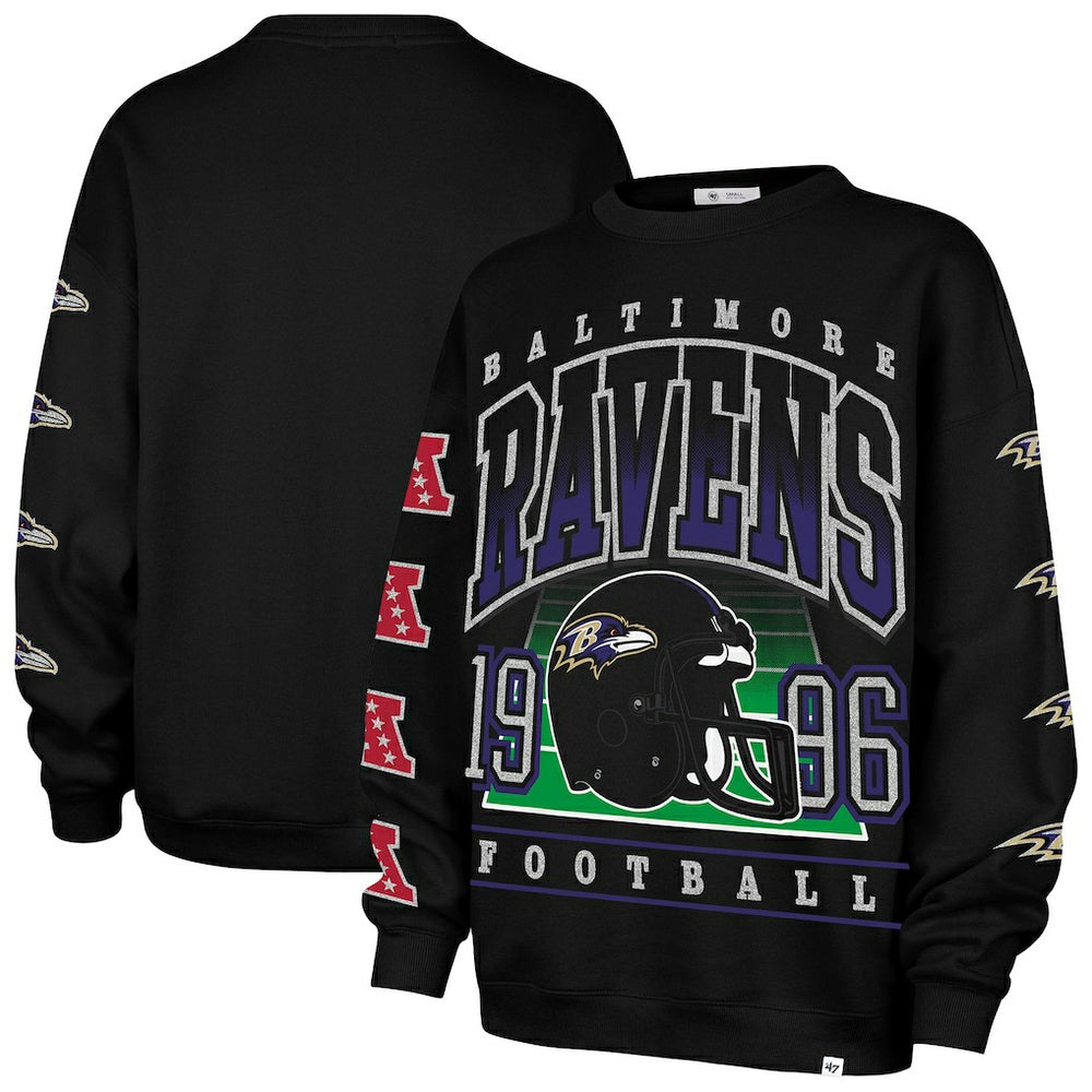 Baltimore Ravens '47 Women's Go Big Oversized Pullover Sweatshirt - Black Pullover