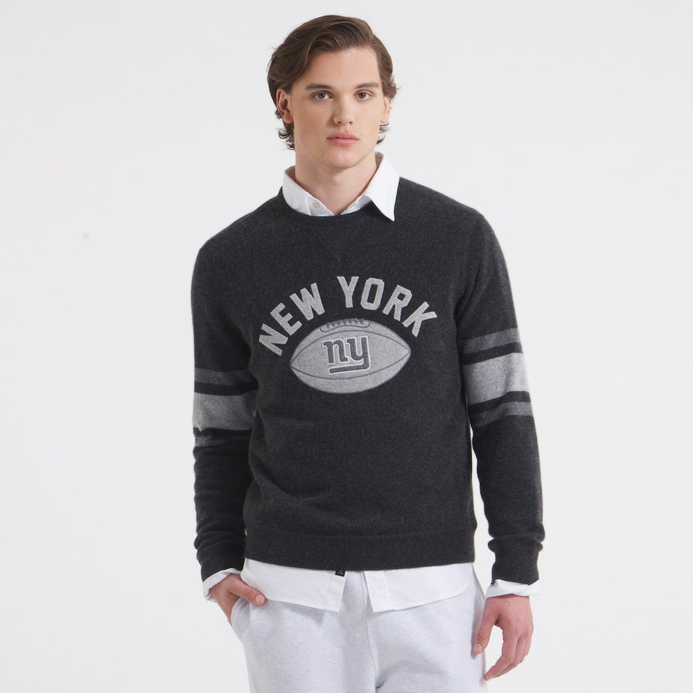 New York Giants x Todd Snyder Cashmere Crew Sweatshirt - Heather Charcoal Sweatshirts