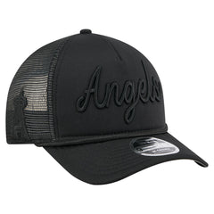 Los Angeles Angels New Era City Initial 9FORTY A-Frame M-Crown Adjustable Trucker Hat - Black Hats