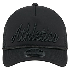 Athletics New Era City Initial 9FORTY A-Frame M-Crown Adjustable Trucker Hat - Black Hats