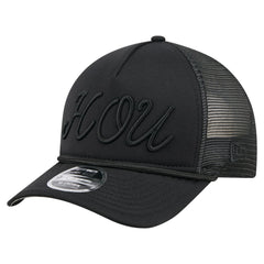 Houston Astros New Era City Initial 9FORTY A-Frame M-Crown Adjustable Trucker Hat - Black Hats
