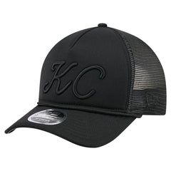 Kansas City Royals New Era City Initial 9FORTY A-Frame M-Crown Adjustable Trucker Hat - Black Hats